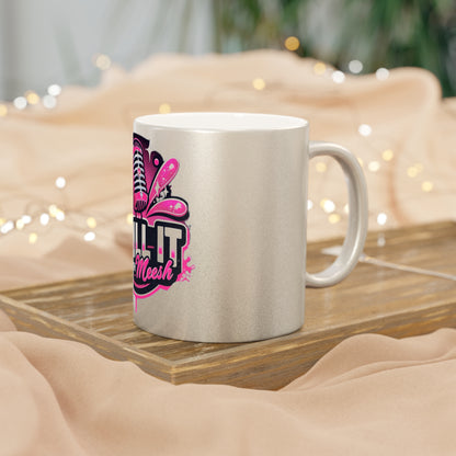 Spill-It with Meesh Metallic Mug - Fun Silver/Gold Coffee Cup for Podcast Lovers