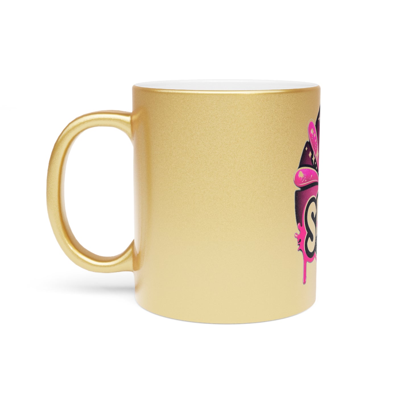 Spill-It with Meesh Metallic Mug - Fun Silver/Gold Coffee Cup for Podcast Lovers