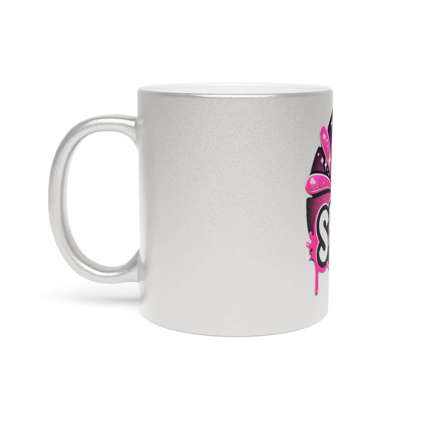 Spill-It with Meesh Metallic Mug - Fun Silver/Gold Coffee Cup for Podcast Lovers