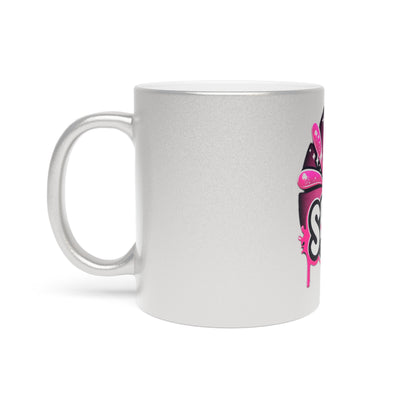 Spill-It with Meesh Metallic Mug - Fun Silver/Gold Coffee Cup for Podcast Lovers