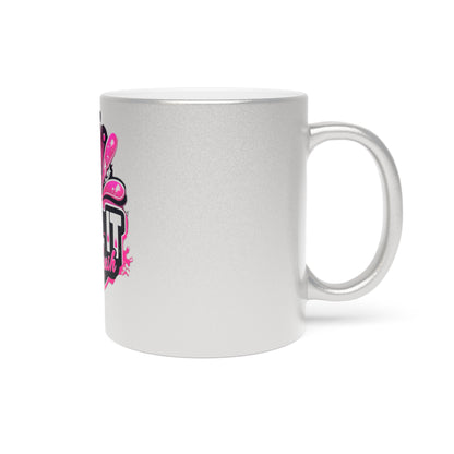 Spill-It with Meesh Metallic Mug - Fun Silver/Gold Coffee Cup for Podcast Lovers